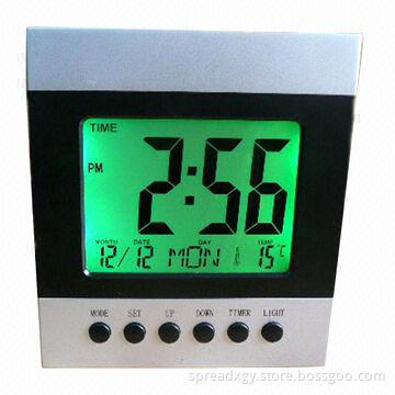 Digital desk clock, with big LCD display screen and big digital display, good as promotional gift